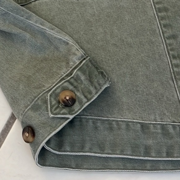 NWT Anthro’s Jane+Delancey,SOFT, SOFT Green Trucker Jacket,Button-Waist,Size XL - Picture 5 of 11